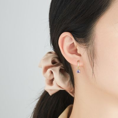0.67in 2.2g Sterling Silver Jewelry plaatsen Platina Geplateerd CZ Zilveren Naaldoorringen