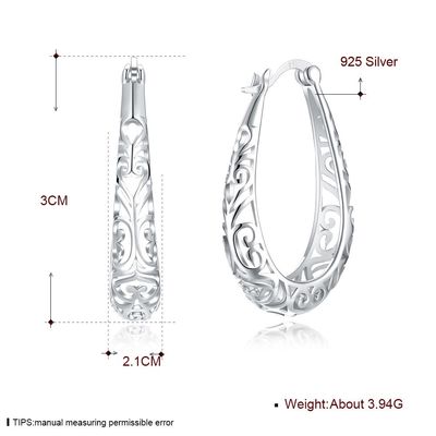 3x2.1cm de Zilveren Oorring Licht Goud Opgepoetst Sterling Platinum Plated van het Legeringsmetaal