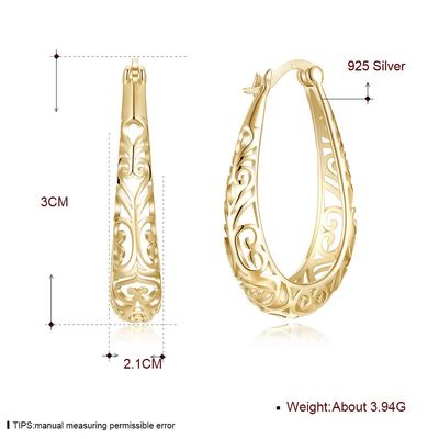 3x2.1cm de Zilveren Oorring Licht Goud Opgepoetst Sterling Platinum Plated van het Legeringsmetaal