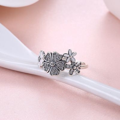 Van de Juwelenbanden van Rose Ring Sterling Silver Rose Flower Heart Ring Adjustable Open Ring Love de Belofte Ring Gift For Women