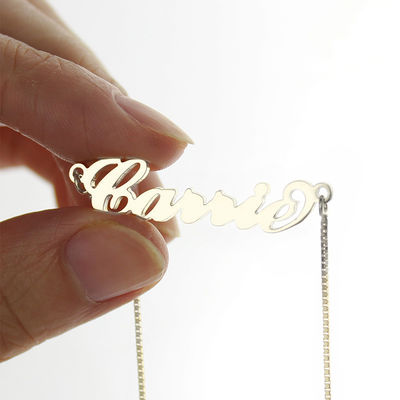 55cm de Zilveren Halsbanden 18K gouden Carrie Style Name Necklace van de kettings0.07oz Douane