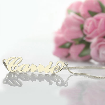 55cm de Zilveren Halsbanden 18K gouden Carrie Style Name Necklace van de kettings0.07oz Douane