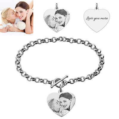 0.8X0.8IN 0.7oz Gepersonaliseerde de Armbanden unisex-s925 foto gegraveerde armband van de Fotocharme