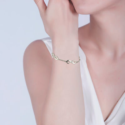 0.18oz 0.79cm Stevige 18k Gouden Drievoudige de Oneindigheidsarmband van Douane Zilveren Armbanden