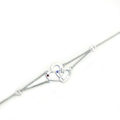 0.29x0.23cm 0.04lb Unisex-S925 Dubbele het Hartarmband van Douane Zilveren Armbanden