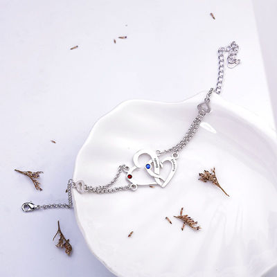 0.29x0.23cm 0.04lb Unisex-S925 Dubbele het Hartarmband van Douane Zilveren Armbanden