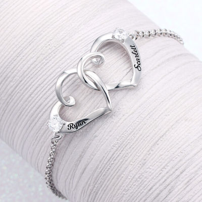 1.9X1.7cm 0.35oz Dubbele van de de Armband unisex- Gegraveerde Naam van de Hartenkel de Armbandodm