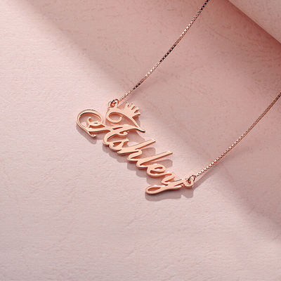 0.07oz 1.8ft OEM unisex-Rose Gold Crown Necklace van Douane Zilveren Halsbanden