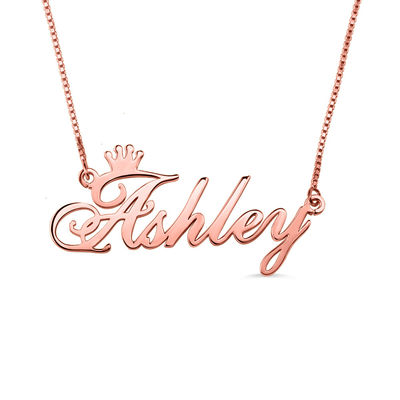 0.07oz 1.8ft OEM unisex-Rose Gold Crown Necklace van Douane Zilveren Halsbanden