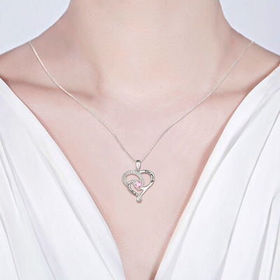 0.2in 0.14oz Hart Gevormde Diamond Necklace Moon Birthstone Necklace SGS