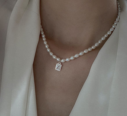 42cm de Natuurlijke Zoetwaterketting van de Parelhalsband 14.6g met de Zilveren Tegenhanger van S925