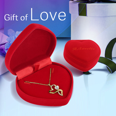 18in 0.29oz Dubbele Hart Gestalte gegeven Halsband Gouden Eindeloze Liefde met Wit Austrian crystal-Kristal