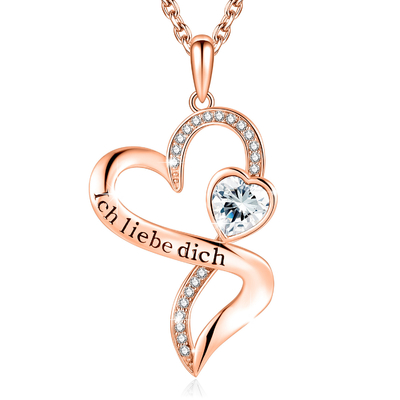 Rose Gold Crystal Double Heart-Halsband 18in Geplateerd de Kristallenrhodium van 0.29oz Austrian crystal
