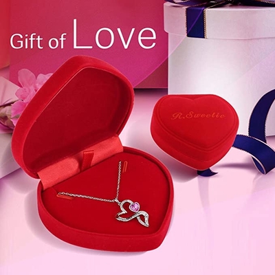 925 Sterling Silver Personalized Double Heart-Kristallen van Halsbandrhodium Geplateerde Austrian crystal