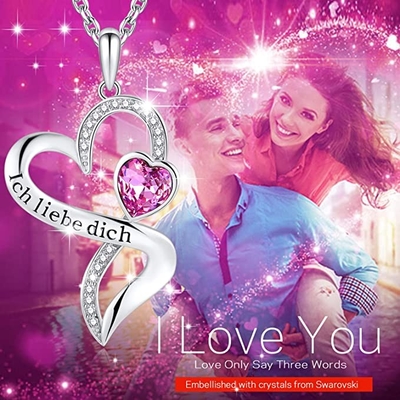 925 Sterling Silver Personalized Double Heart-Kristallen van Halsbandrhodium Geplateerde Austrian crystal