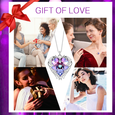 Austrian crystal Crystal Silver Heart Pendant Necklace 925 Halsband van het Oneindigheids de Dubbele Hart