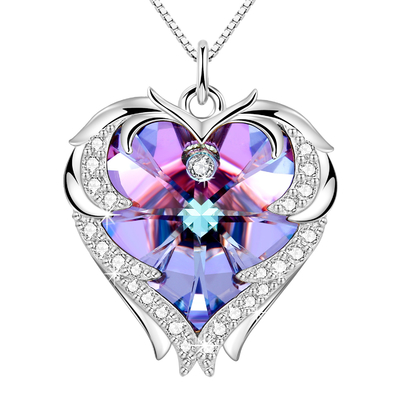 Austrian crystal Crystal Silver Heart Pendant Necklace 925 Halsband van het Oneindigheids de Dubbele Hart