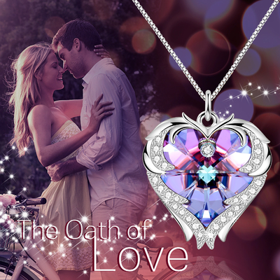 Austrian crystal Crystal Silver Heart Pendant Necklace 925 Halsband van het Oneindigheids de Dubbele Hart