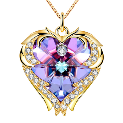 18 Duim 8,2 Austrian crystal-van de Halsbandcrystal rose gold colorful crystal womens van het Halsband Groot Hart de Halsbandengoud