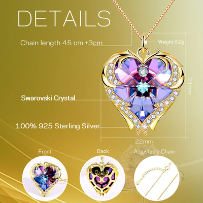 18 Duim 8,2 Austrian crystal-van de Halsbandcrystal rose gold colorful crystal womens van het Halsband Groot Hart de Halsbandengoud