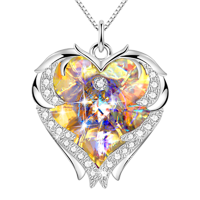 18 Duim 8,2 Giften voor Mamma van Halsband van het Dochter de Grote Hart met Austrian crystal Geel Crystal Necklace For Girlfriend