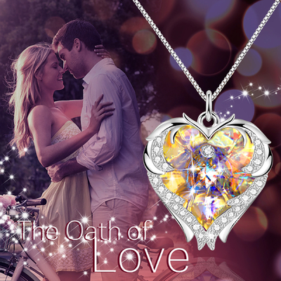 18 Duim 8,2 Giften voor Mamma van Halsband van het Dochter de Grote Hart met Austrian crystal Geel Crystal Necklace For Girlfriend