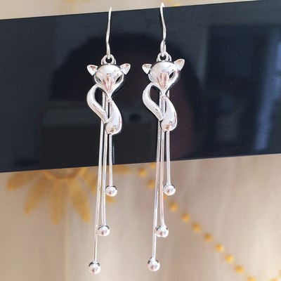 990 Sterling Silver Jewelry Earrings 7.1cm 0.19oz snakken de Oorringen van de Leeswijzerdaling