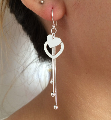990 Sterling Silver Jewelry Earrings 7.1cm 0.19oz snakken de Oorringen van de Leeswijzerdaling